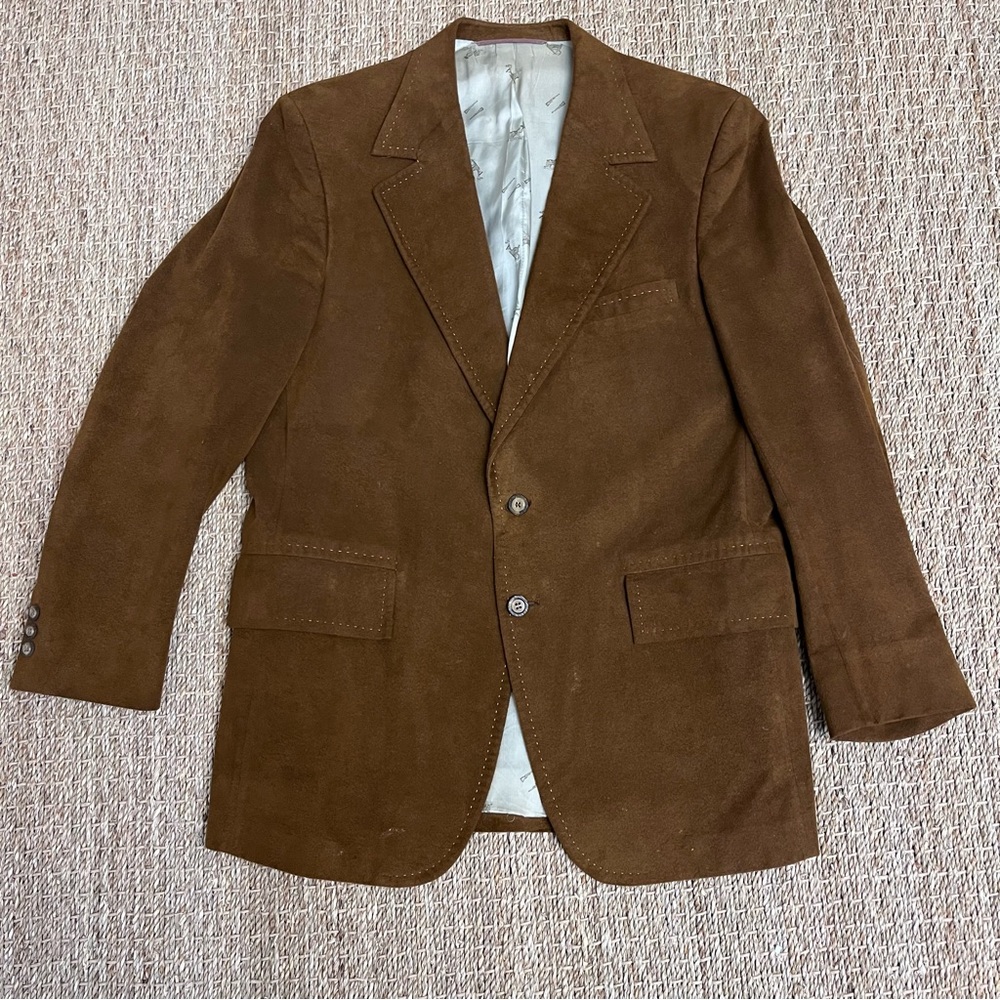 Vintage Trend Shop Sakowitz Brown Ultasuede Size 42 Sport Coat Men’s 1970’s